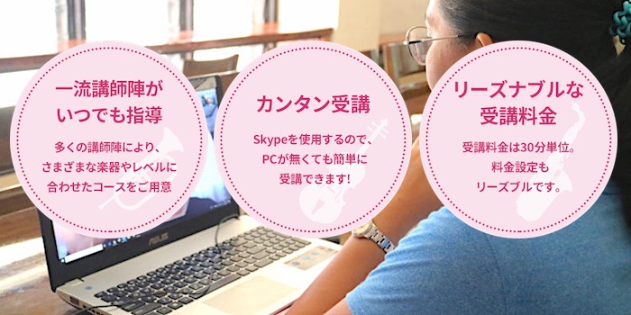 カンタン受講 Skypeを使用するので、PCが無くても簡単に受講できます!